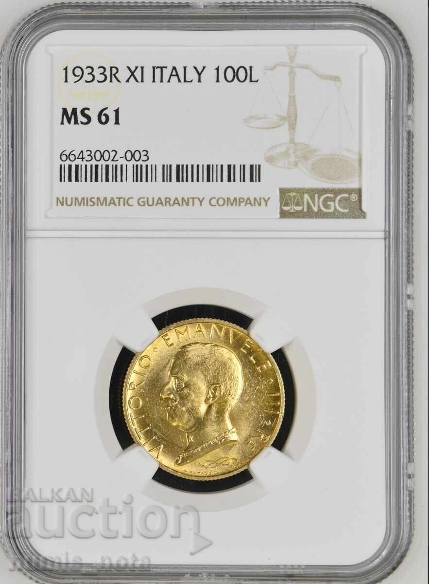 100 lire 1933 R Italia NGC MS 61 cu preț € 2700.00 | 5280.76 BGN