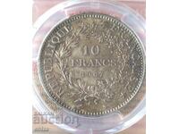 10 Franci Franța 1967, argint PCGS MS 64