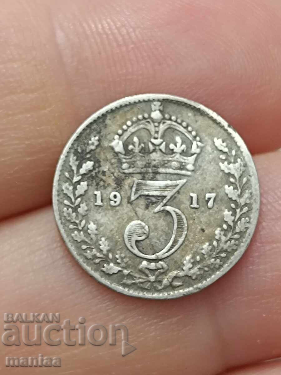 3 pence 1917 Argint!