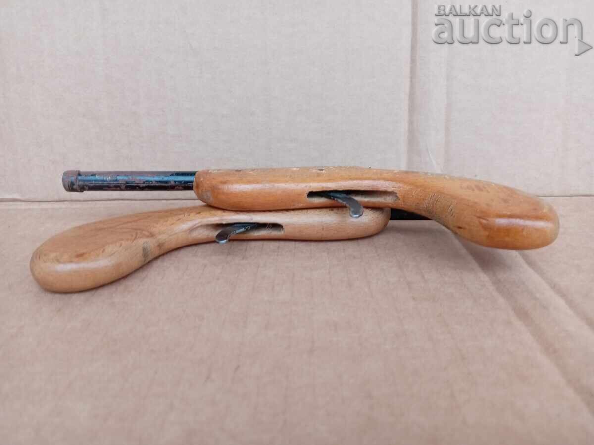 Antique toys duel pistols metal and wood - 5
