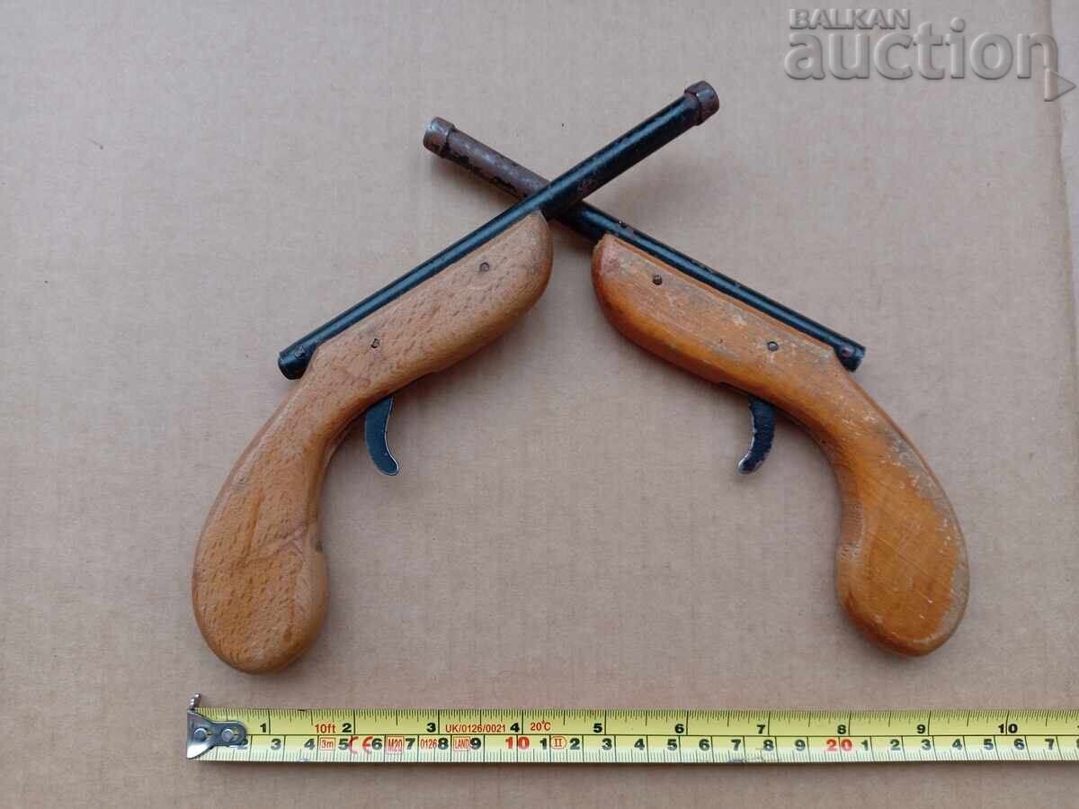 Antique toys duel pistols metal and wood