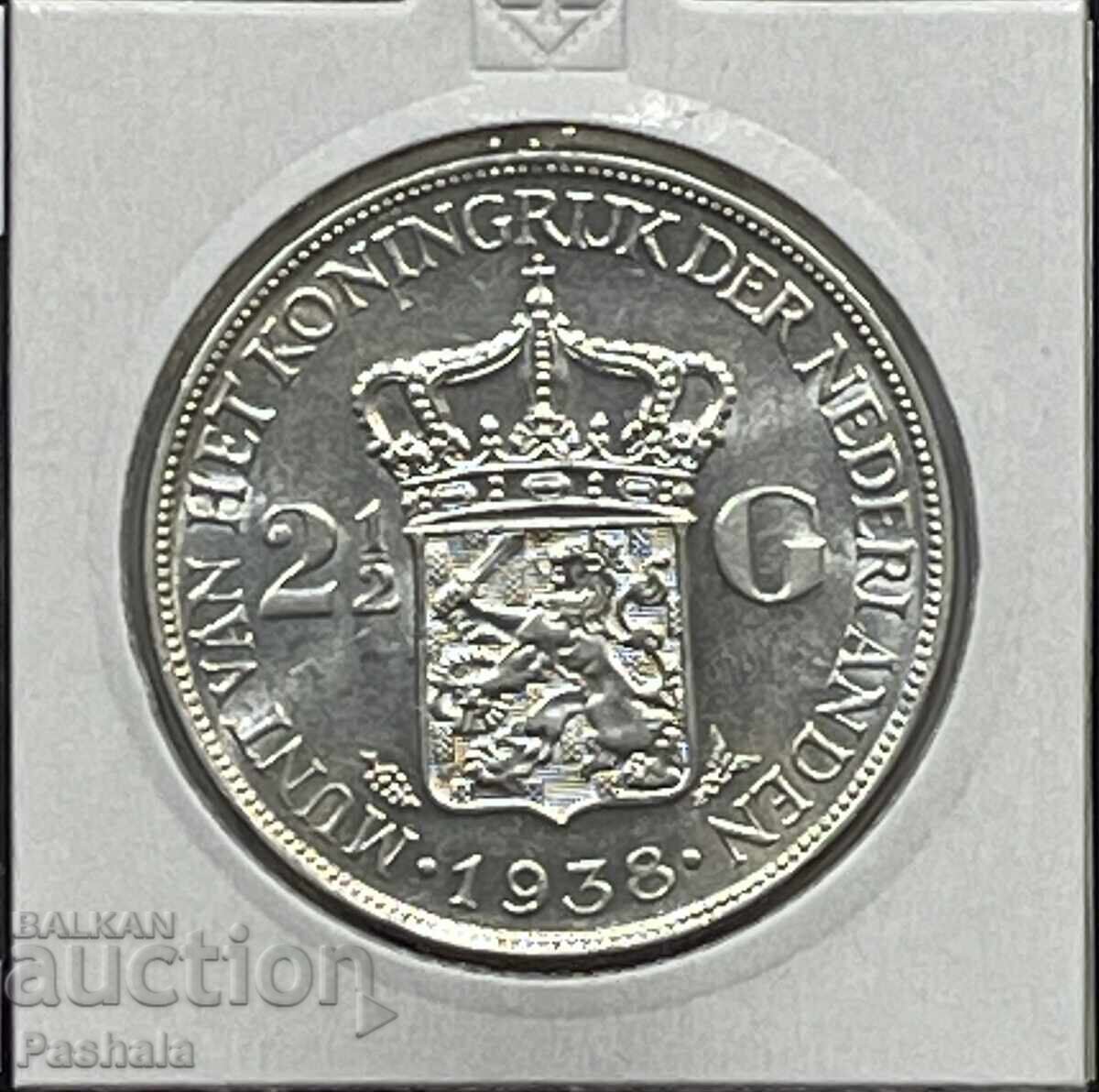 Netherlands 2 1/2 guilder 1938