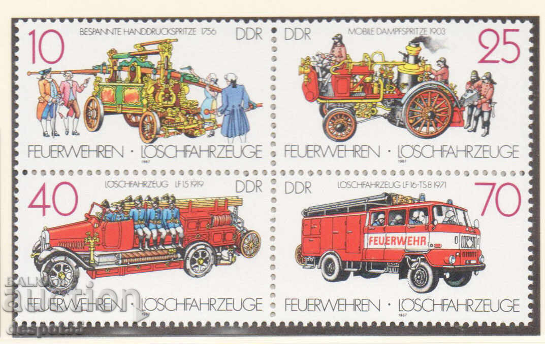 1987. ΛΔΓ. Πυροσβεστικά οχήματα. Μπλοκ