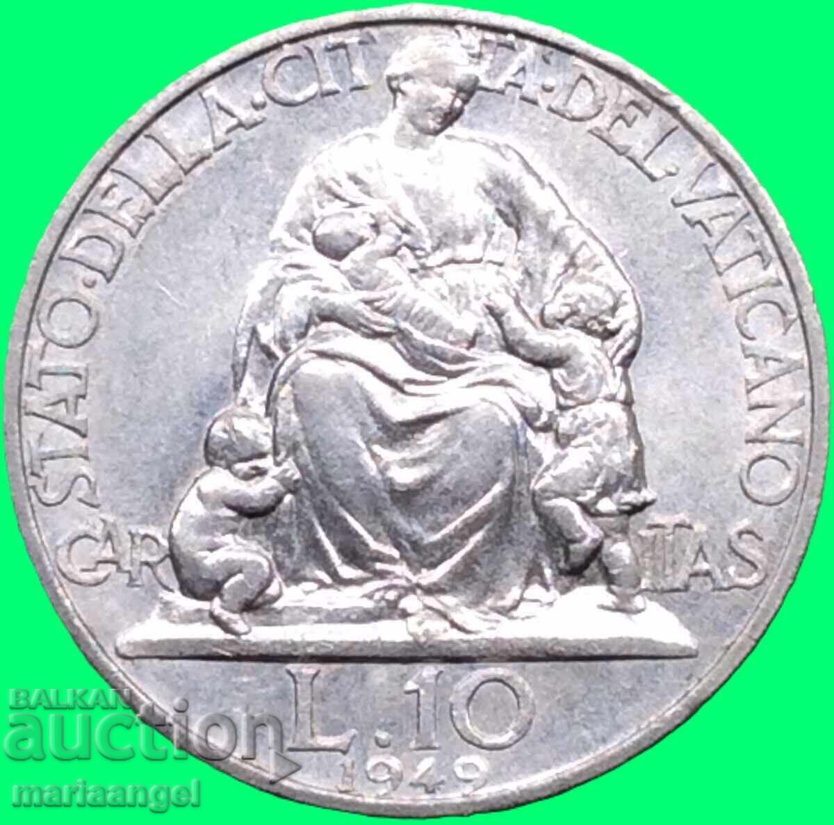10 Λίρες 1949 Βατικανό Πίος ΙΒ'