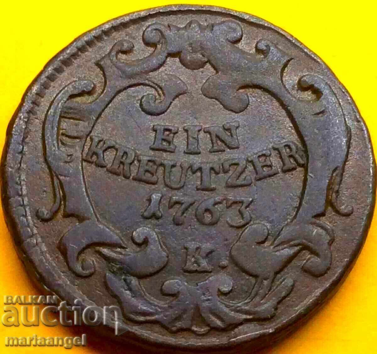 1 kreuzer 1763 Austria M.Theresa K - Fruhwald 12.46g - 5