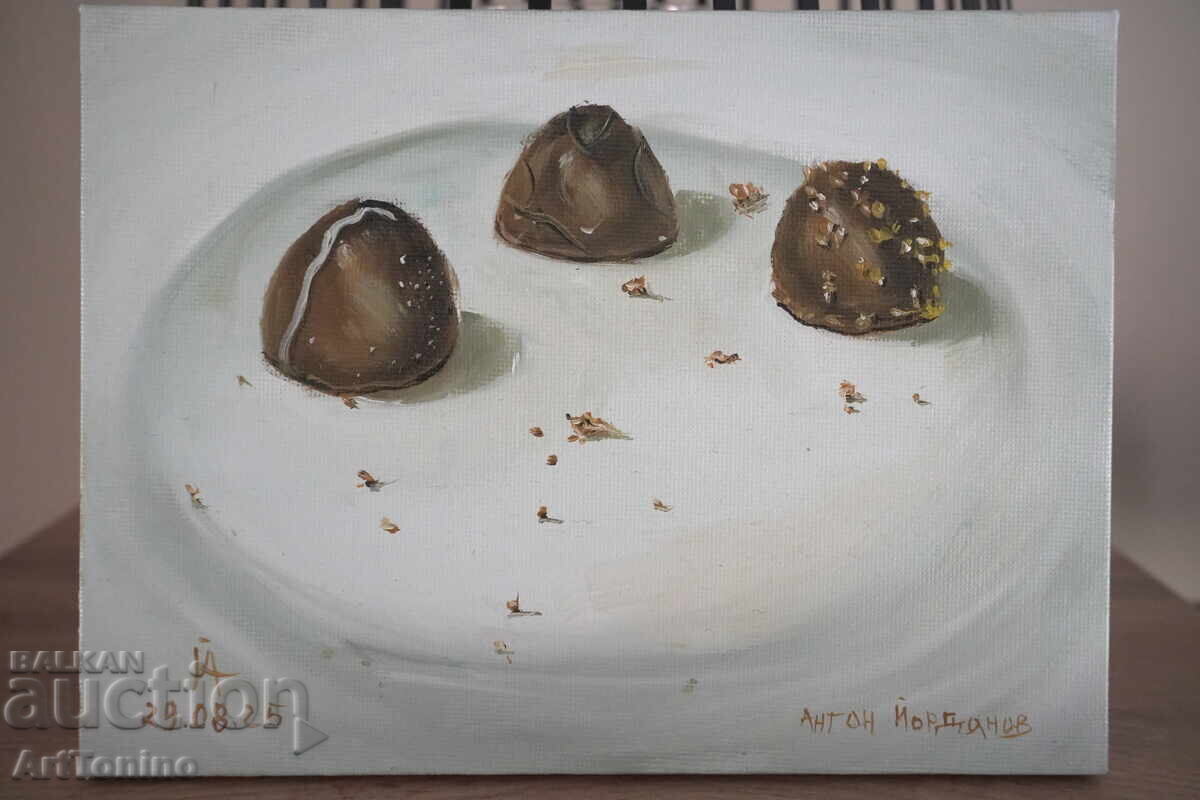 Pictură în ulei - Natură statică - Bomboane - Anton Iordanov cu preț € 60.00 | 117.35 BGN