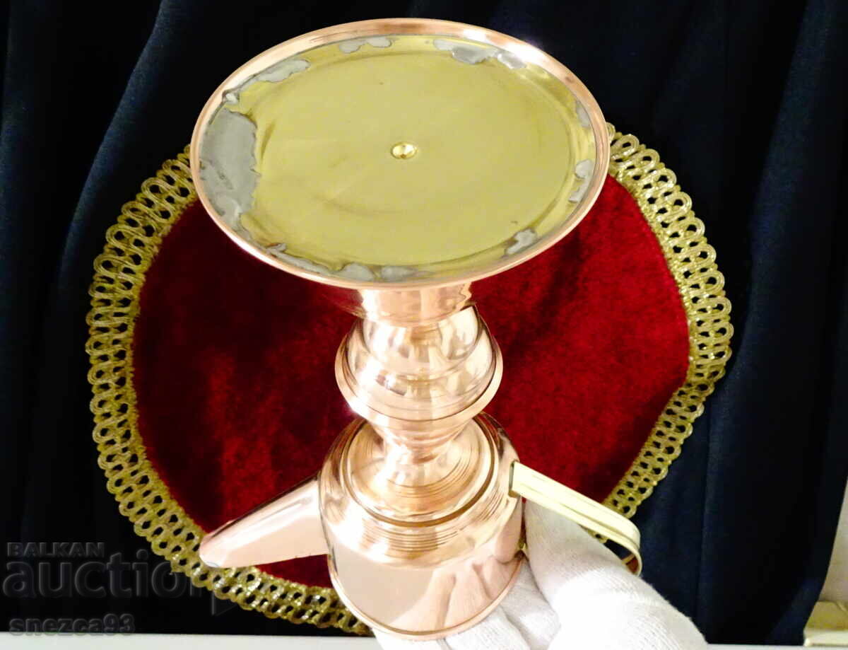 Medna maslena lampa, chista chervena med - 7