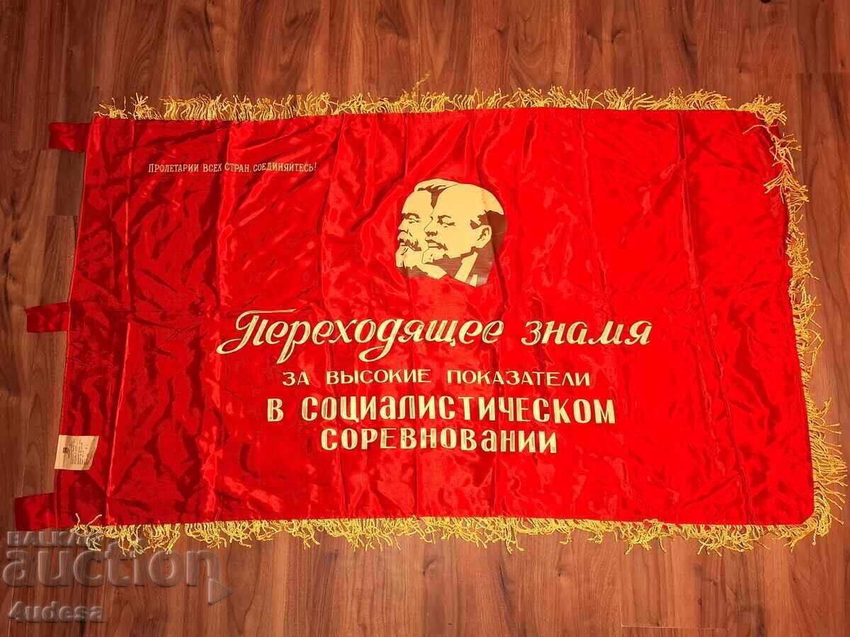 Livrarea URSS Steag sovietic comunist social dublu față Lenin Rusia
