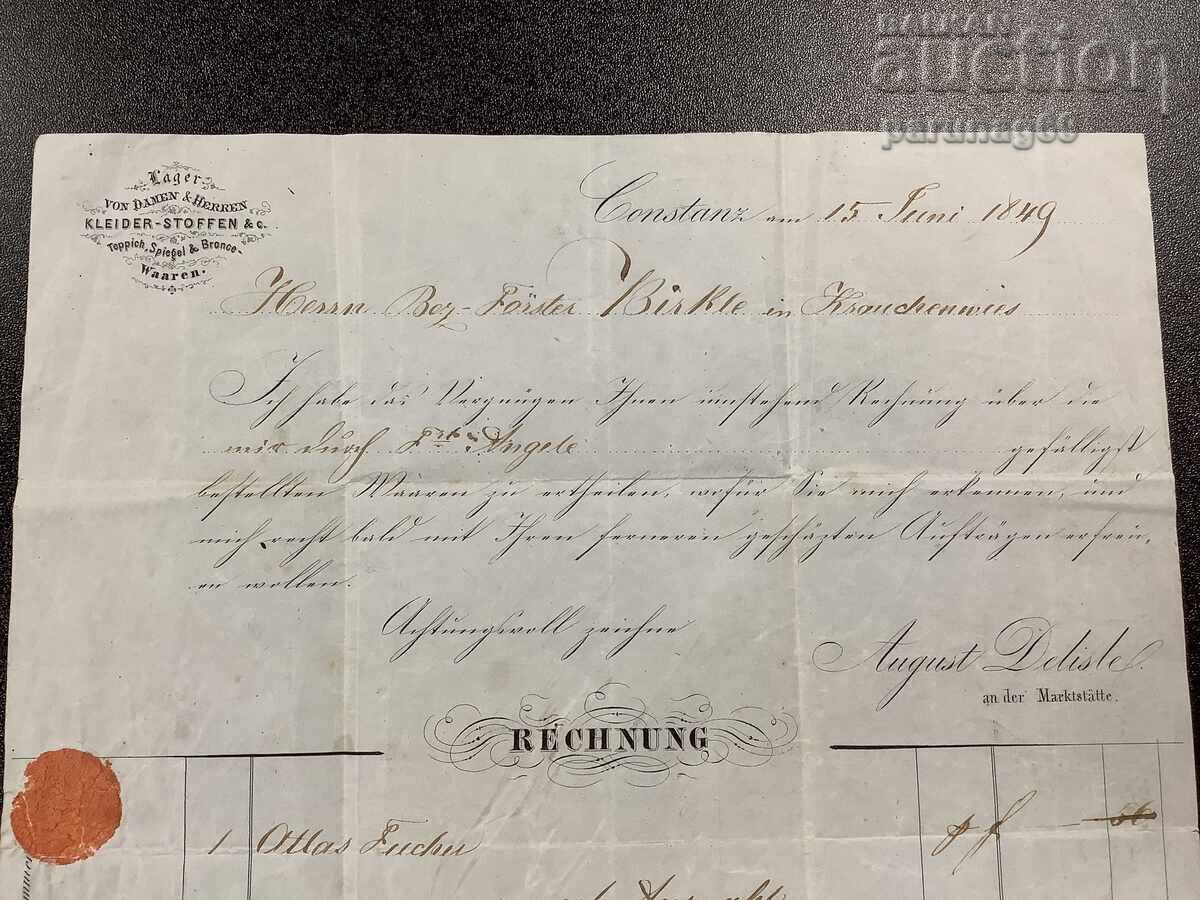 Germania - Factură veche din anul 1849 cu preț € 15.00 | 29.34 BGN