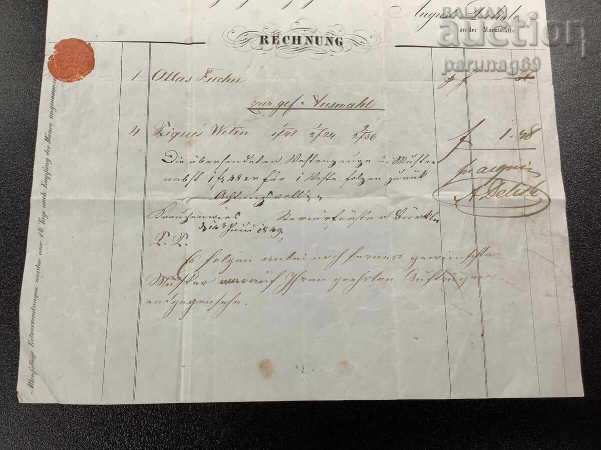 Licitație Germania - Factură veche din anul 1849