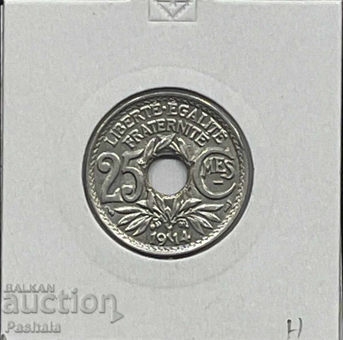 Франция 25 сентима 1914 г. Качество . Франция 25 сентима 1914 г. Качество .