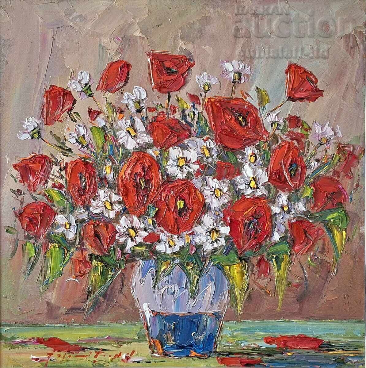 Картина, цветя,румънски худ. Ion Ialomiteanu с цена € 240.00 | 469.40 лв.