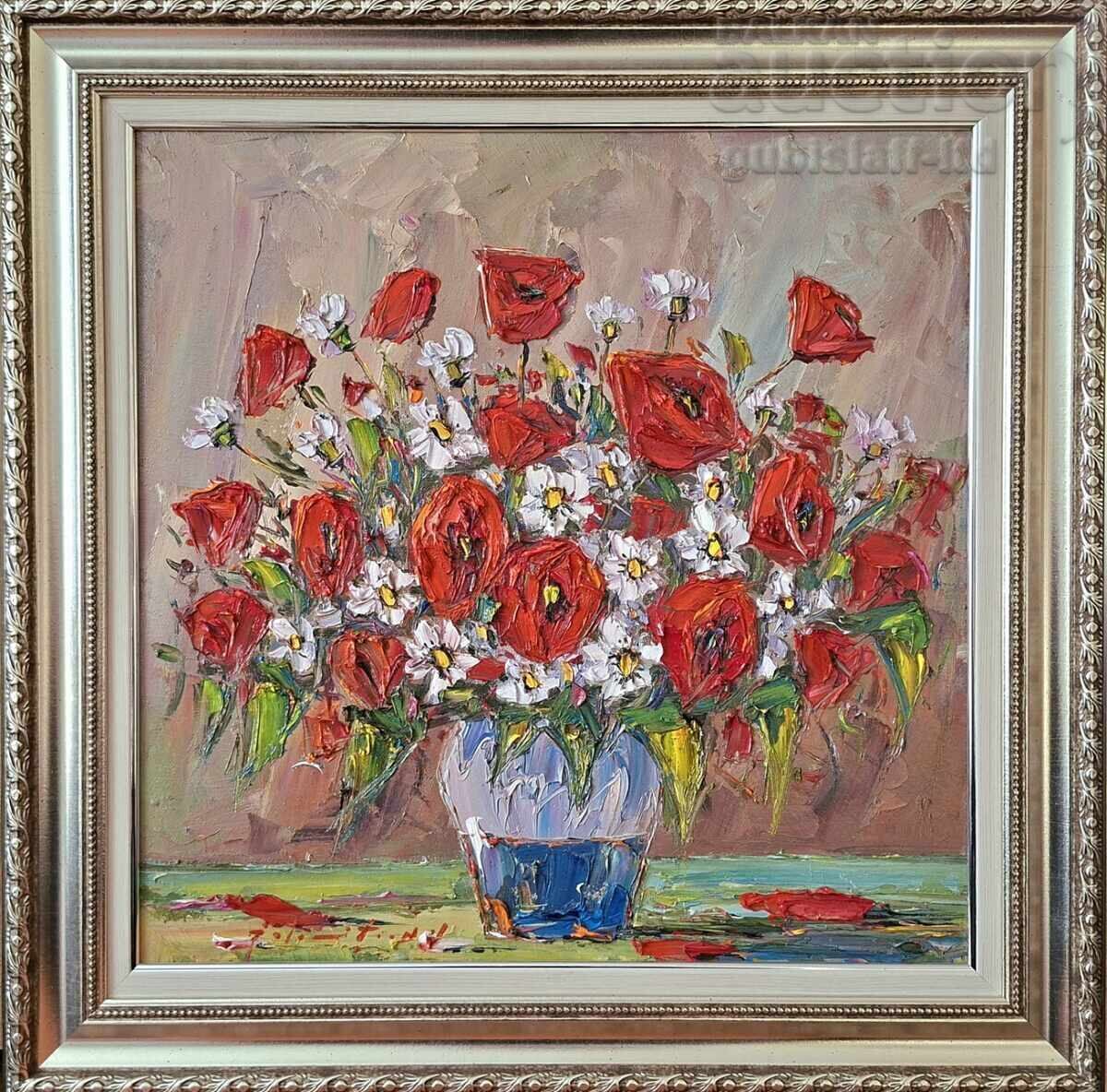 Картина, цветя,румънски худ. Ion Ialomiteanu