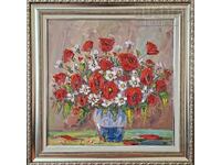 Πίνακας, λουλούδια, Βούλγαρος καλλιτέχνης