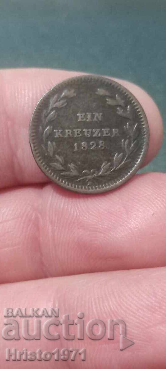 1 Kreuzer 1828 Baden cu preț € 22.00 | 43.03 BGN 1 Kreuzer 1828 Baden cu preț € 22.00 | 43.03 BGN