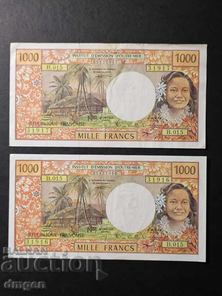 2 x 1000 franci Polinezia Franceză