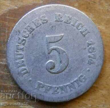 5 Pfennig 1874 - Germany ( F ) 5 Pfennig 1874 - Germany ( F )