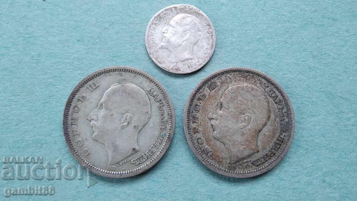 Licitație Argint 2×50 lei. 1930 + 50 bani. 1912 Regatul Bulgariei