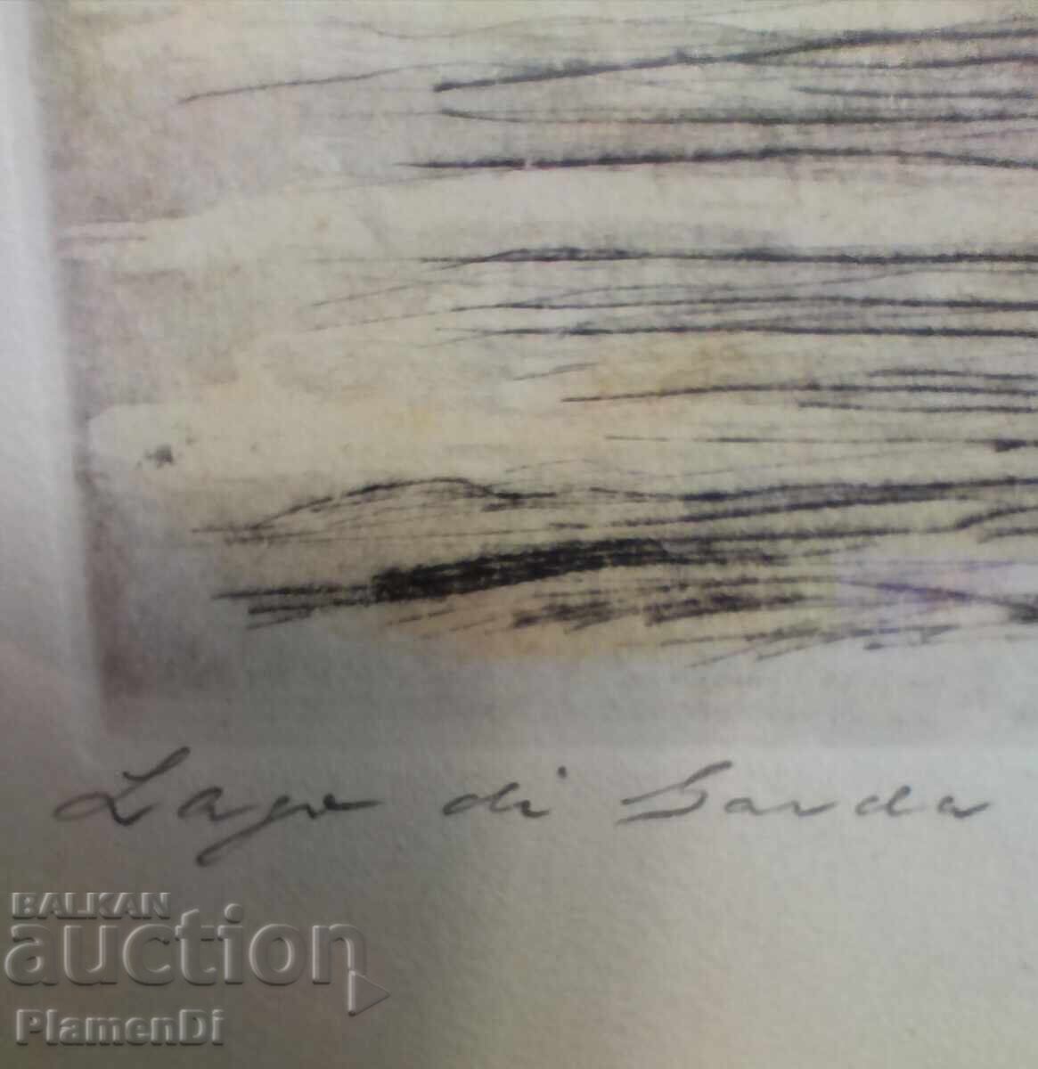 Original color authentic etching, print "Lago Di Sacha" with price € 75.00 | 146.69 BGN