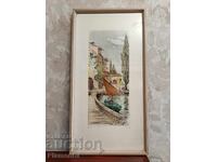 Original color authentic etching, print "Lago Di Sacha"