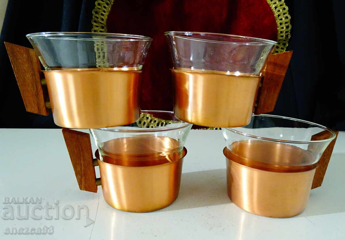 Copper cups, pure copper plus glass cup