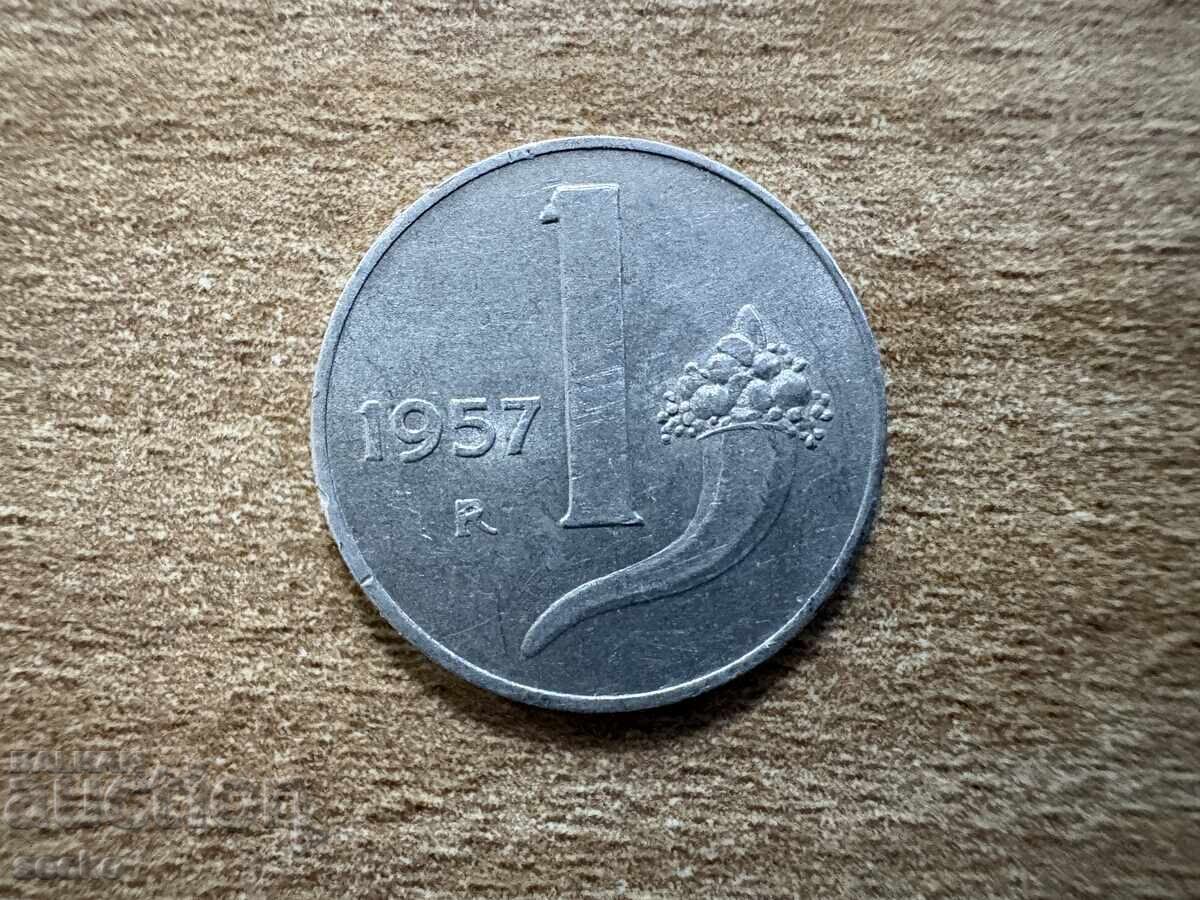 Italia - 1 liră (1957)