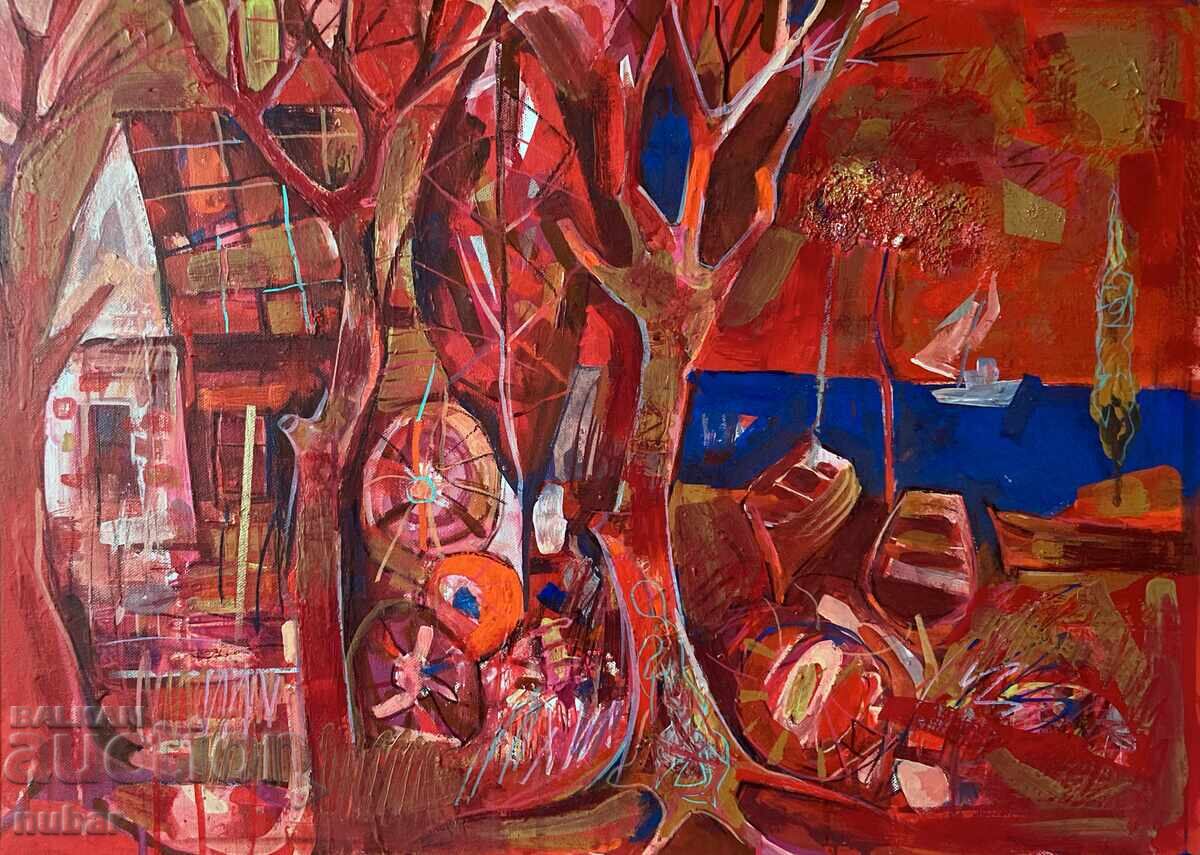 Evening on the Quiet Lake - 70/50 /Acrylic/