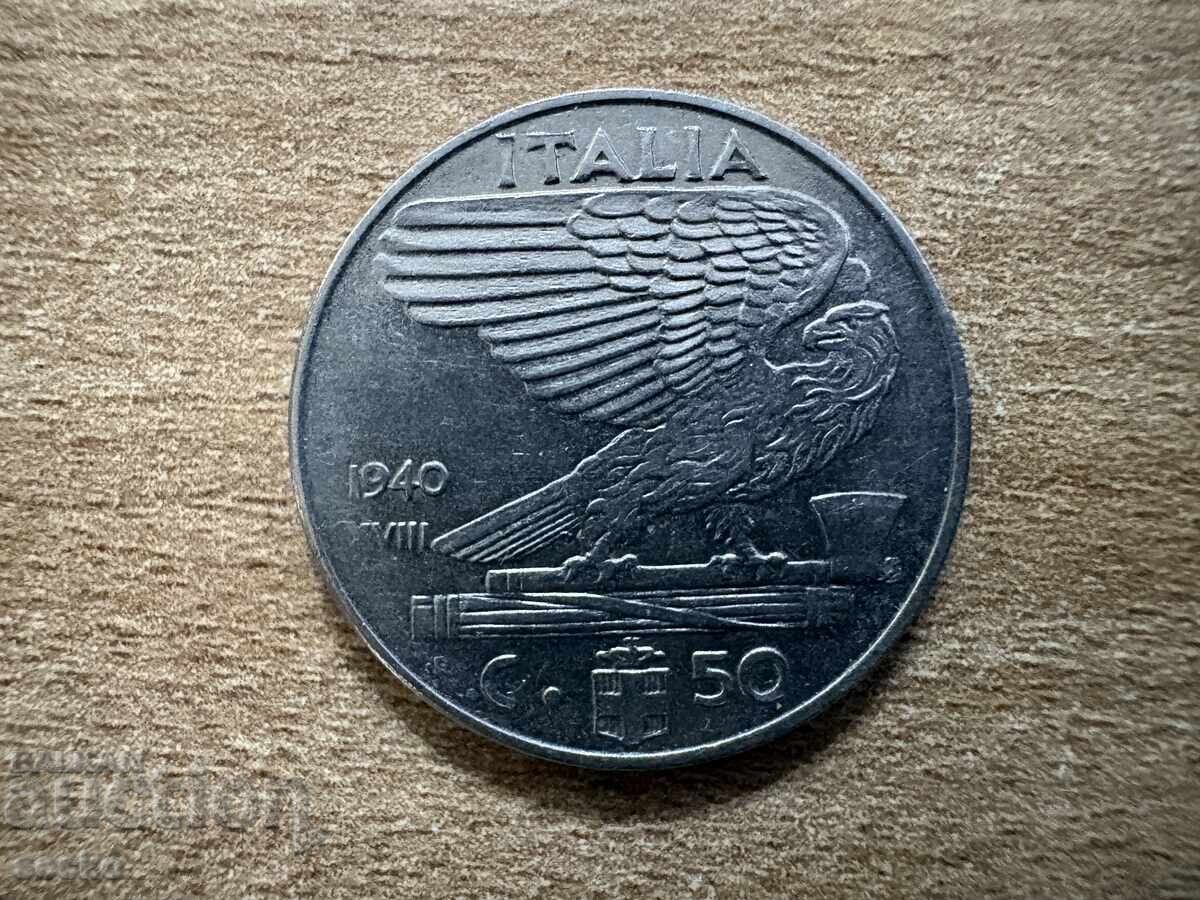 Italia - 50 centesimi (1940) - magnetică, margine zimțată