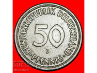 НЕ КОМУНИСТИЧЕСКИ ТИП (1949-2001): ГЕРМАНИЯ★50 ПФЕНИГА 1969D!