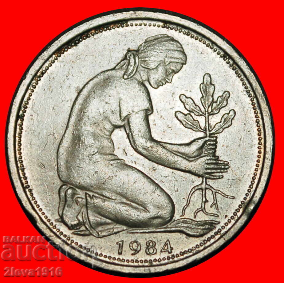 НЕ КОМУНИСТИЧЕСКИ ТИП (1949-2001): ГЕРМАНИЯ★50 ПФЕНИГА 1984D! с цена € 2.29 | 4.48 лв.