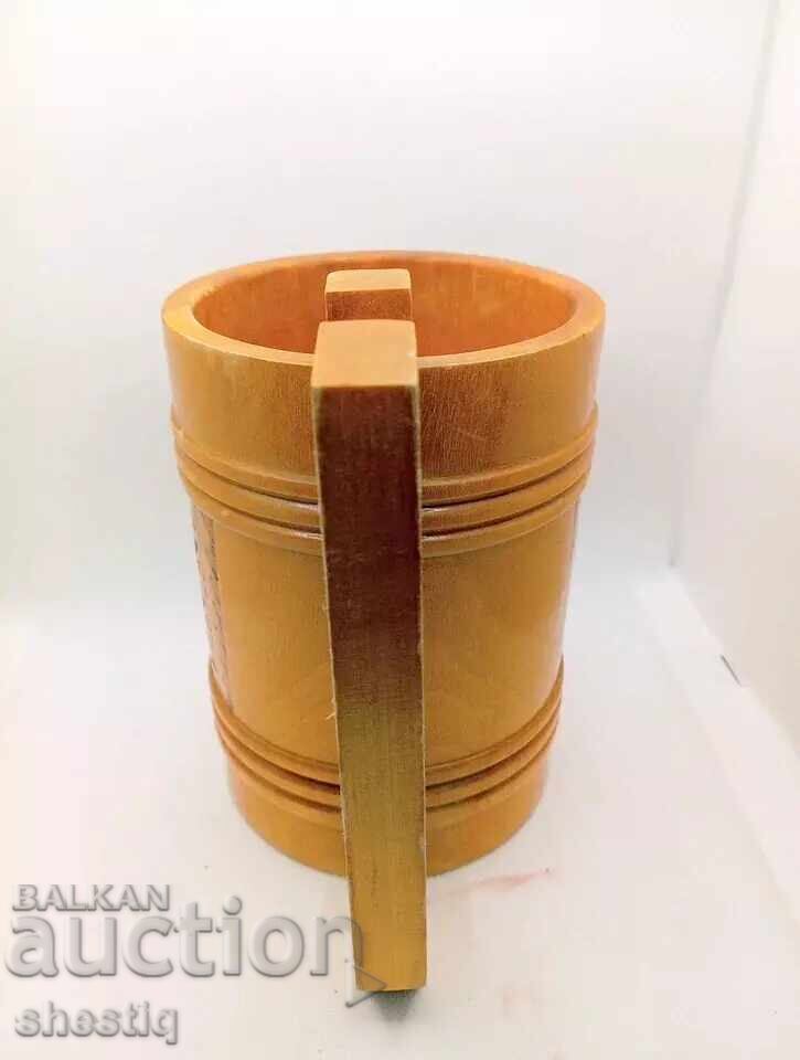 Rar Colecționar Exemplar Cană din Lemn Sculptată Manual - 5