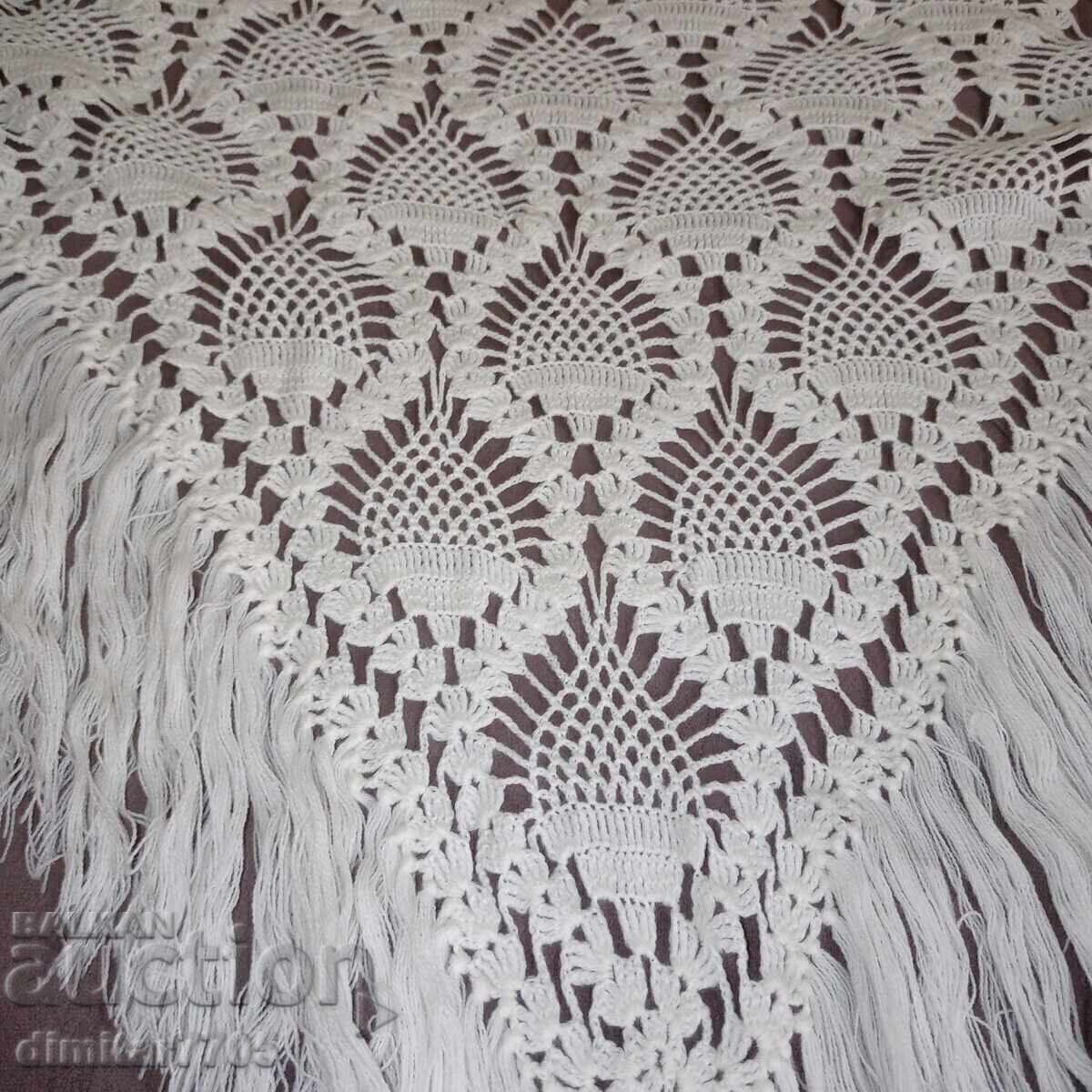 Women's hand-knitted scarf outfit