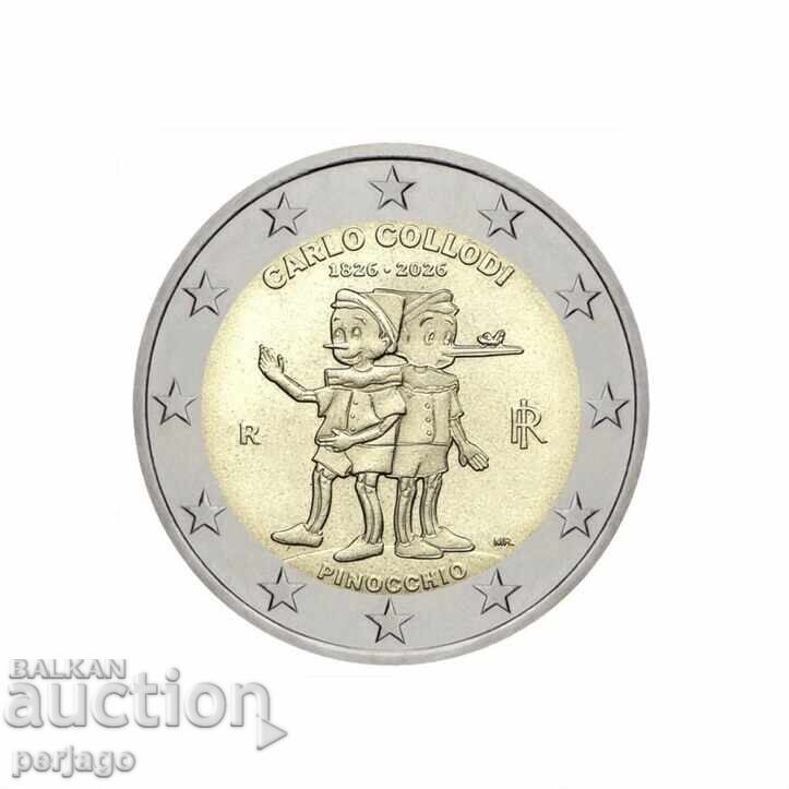 Италия 2 Евро Карло Колоди - Пинокио ​​UNC 2026