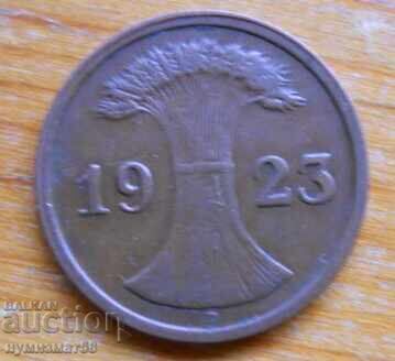 2 пфенигa 1923 г. - Германия ( D ) rentenpfennig с цена € 1.20 | 2.35 лв.