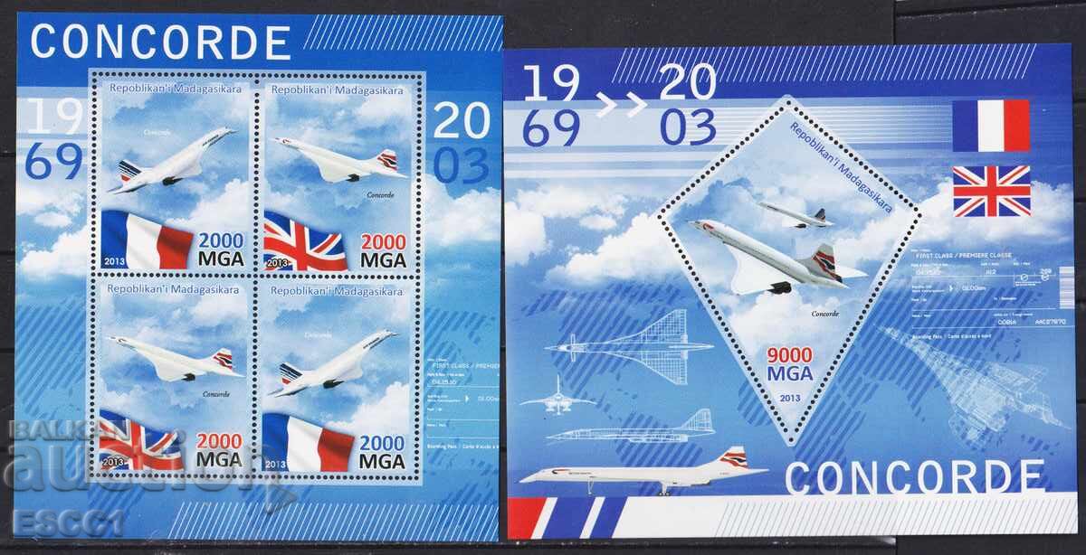 Blocuri curate Aviație Avioane Concorde 2013 din Madagascar