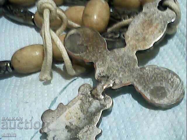 Colier argintat vechi cu cruce și pietre naturale - 6