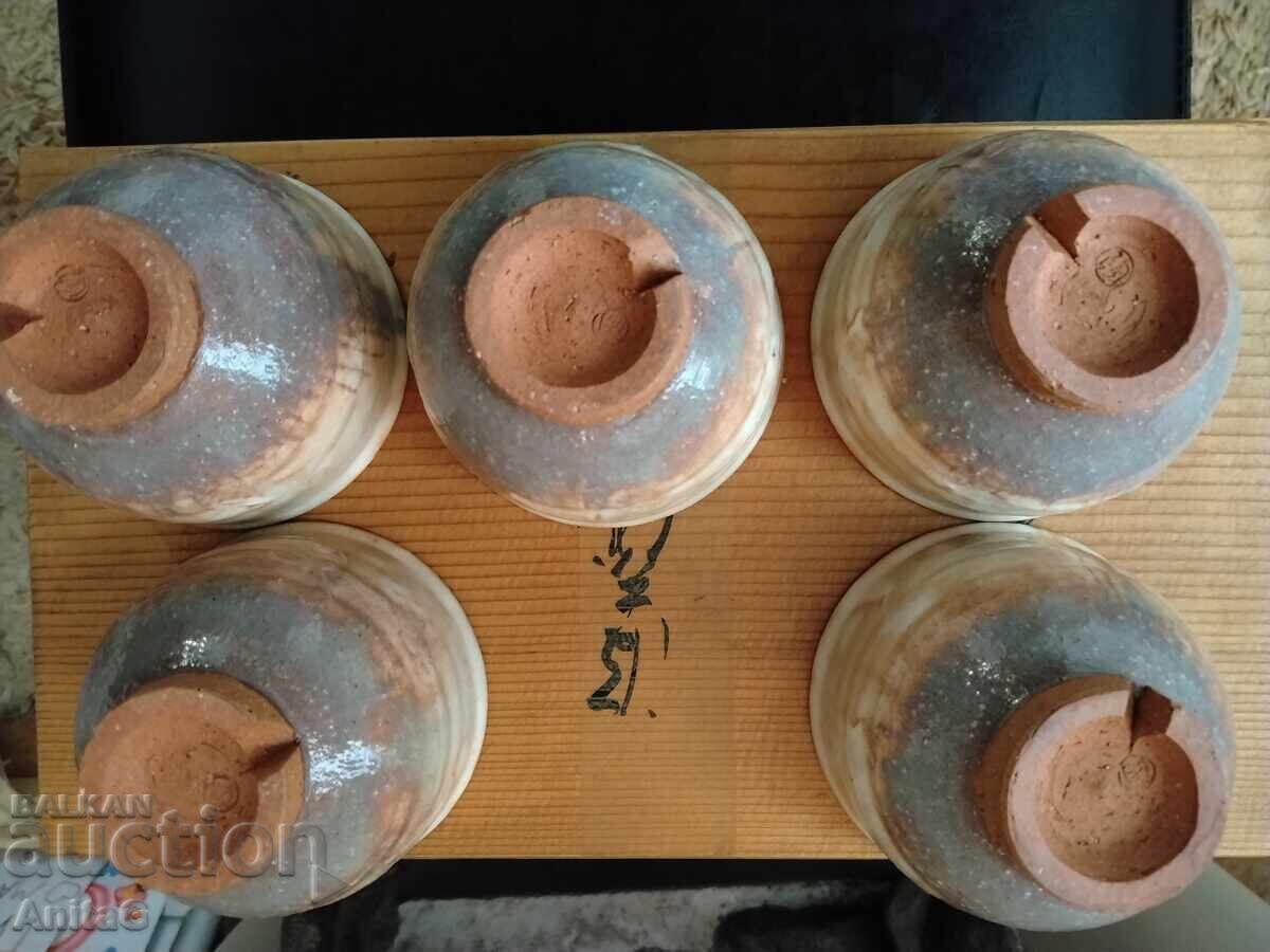 Licitație Set complet ceramică japoneză Hagi (Hagi-yaki) 5 buc. 11