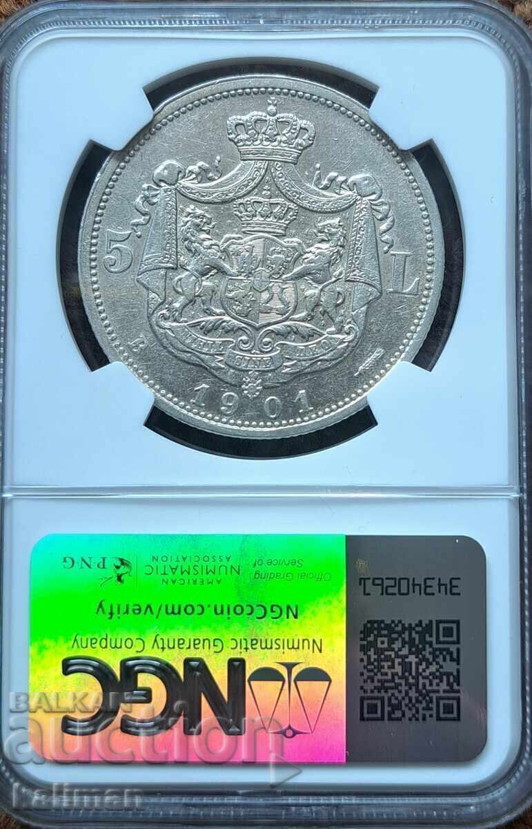 Νόμισμα 5 λέι 1901 NGC AU 53 PCGS με τιμή € 85.00 | 166.25 BGN