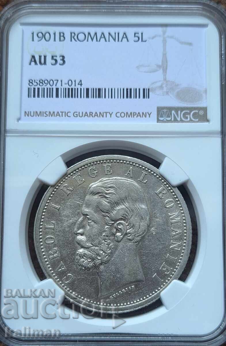 Νόμισμα 5 λέι 1901 NGC AU 53 PCGS
