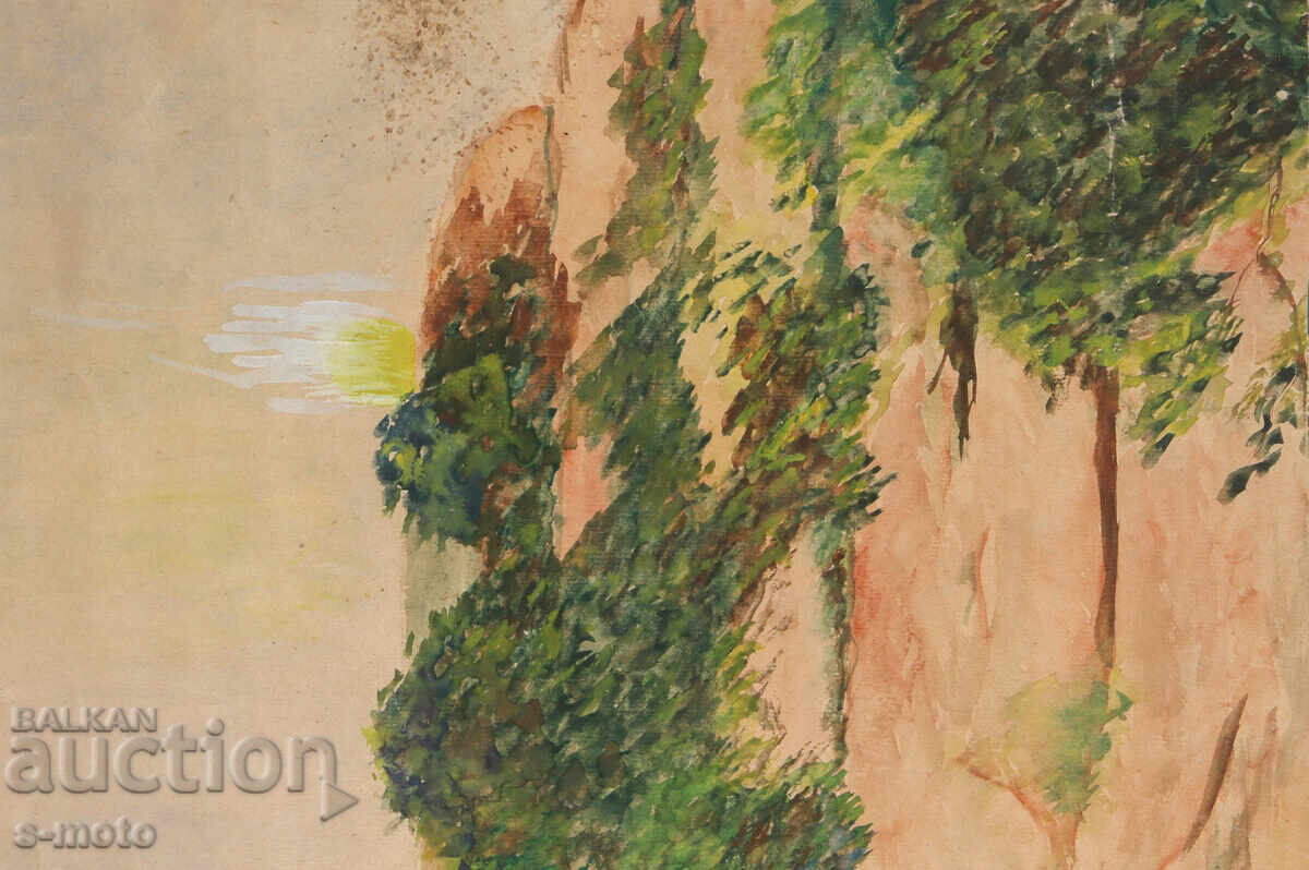 Livrarea Tablou vechi acuarelă peisaj marin 1967 Livrarea Tablou vechi acuarelă peisaj marin 1967