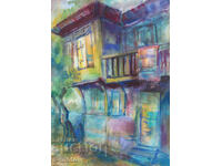 Ακουαρέλα τοπίο με σπίτι