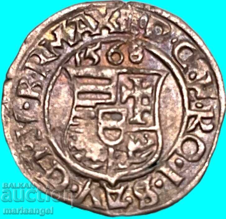Унгария Денар 1568 Максимилиан II  Мадона/Герб сребро - 6
