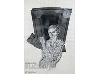 Петър Рашков картина туш / темпера илюстрация