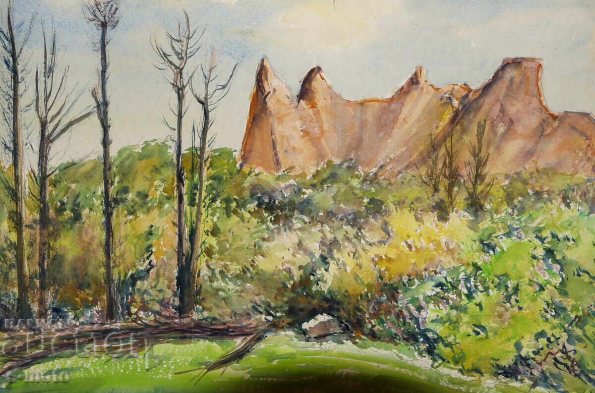 Licitație Pictură veche acuarelă peisaj Licitație Pictură veche acuarelă peisaj