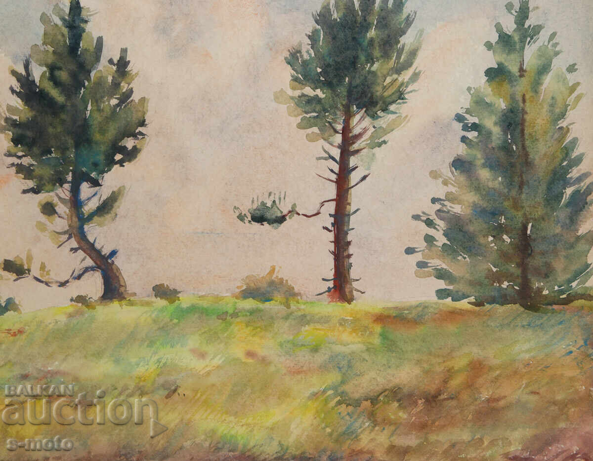 Παλιός πίνακας ακουαρέλα τοπίο - 5 Παλιός πίνακας ακουαρέλα τοπίο - 5
