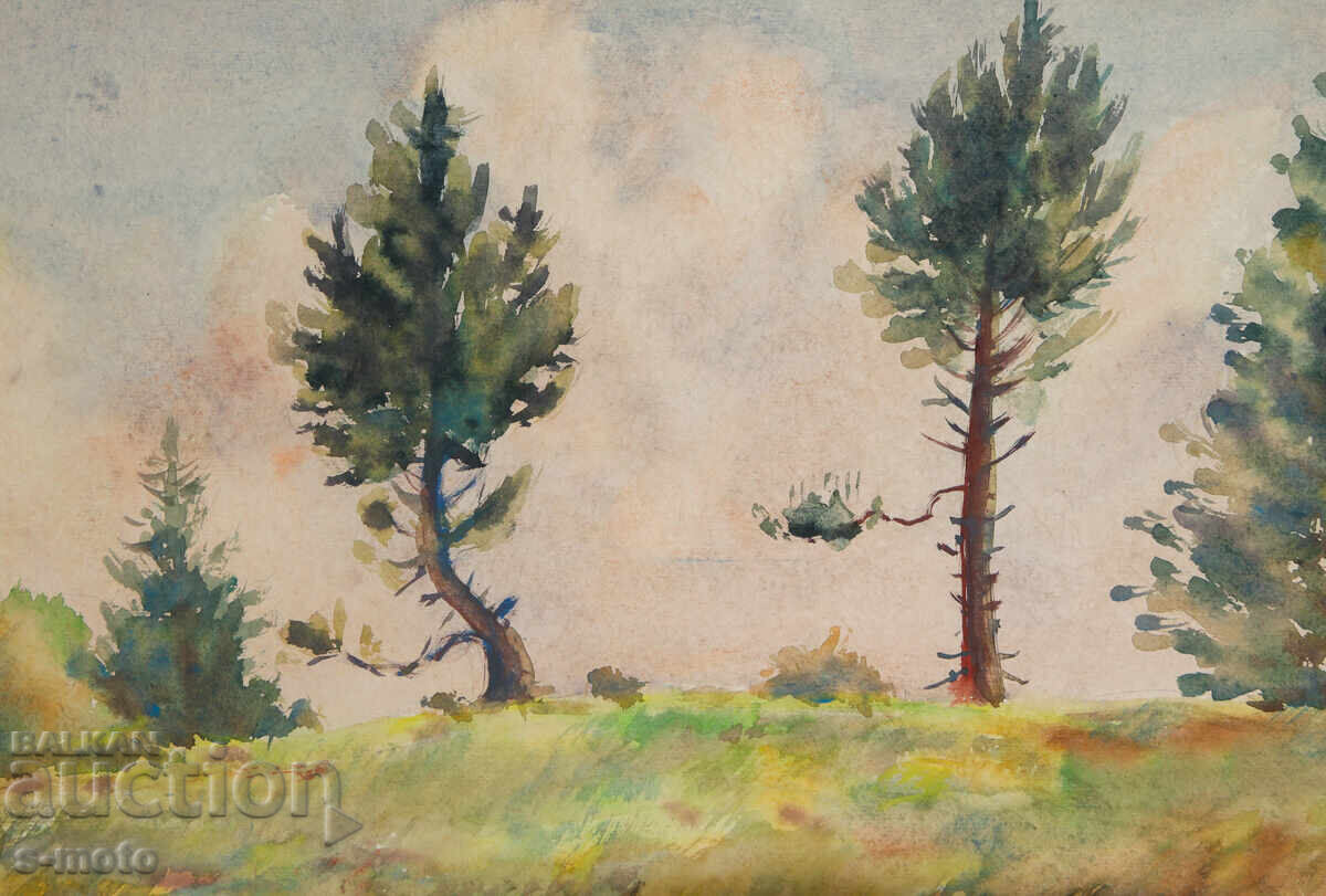 Παλιός πίνακας ακουαρέλα τοπίο - 6 Παλιός πίνακας ακουαρέλα τοπίο - 6