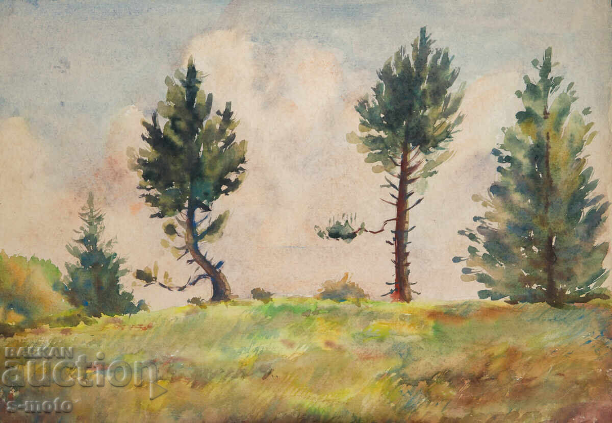 Παλιός πίνακας ακουαρέλα τοπίο Παλιός πίνακας ακουαρέλα τοπίο