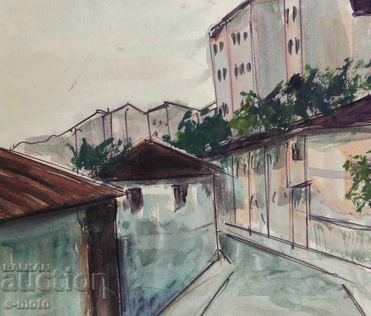 Peisaj urban vechi cu acuarelă - 5 Peisaj urban vechi cu acuarelă - 5