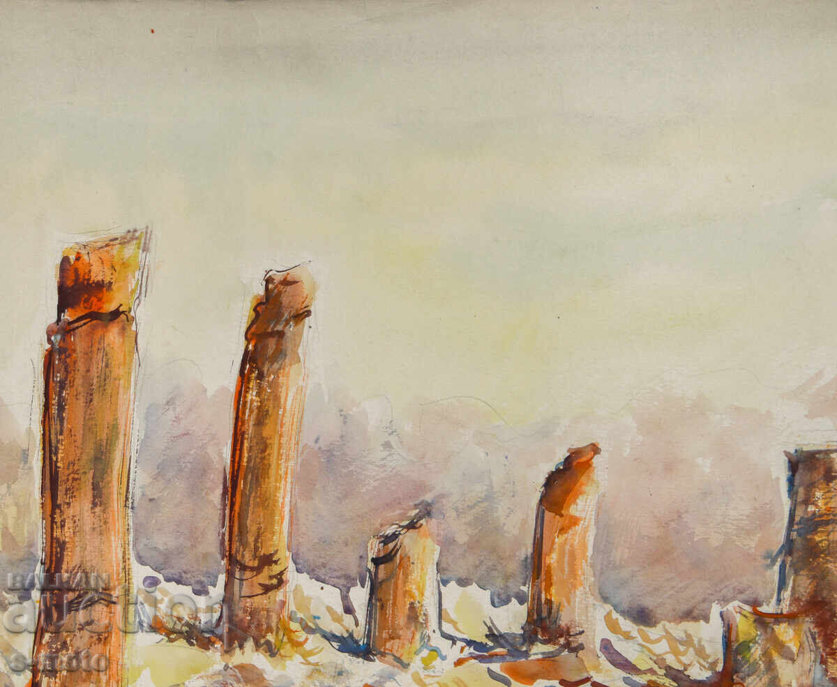 Licitație Pictură veche acuarelă peisaj