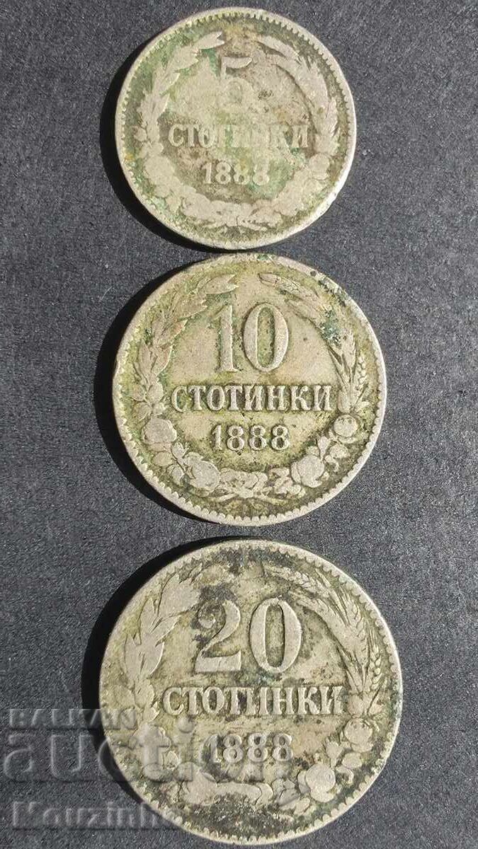 5, 10, 20 stotinki 1888 1